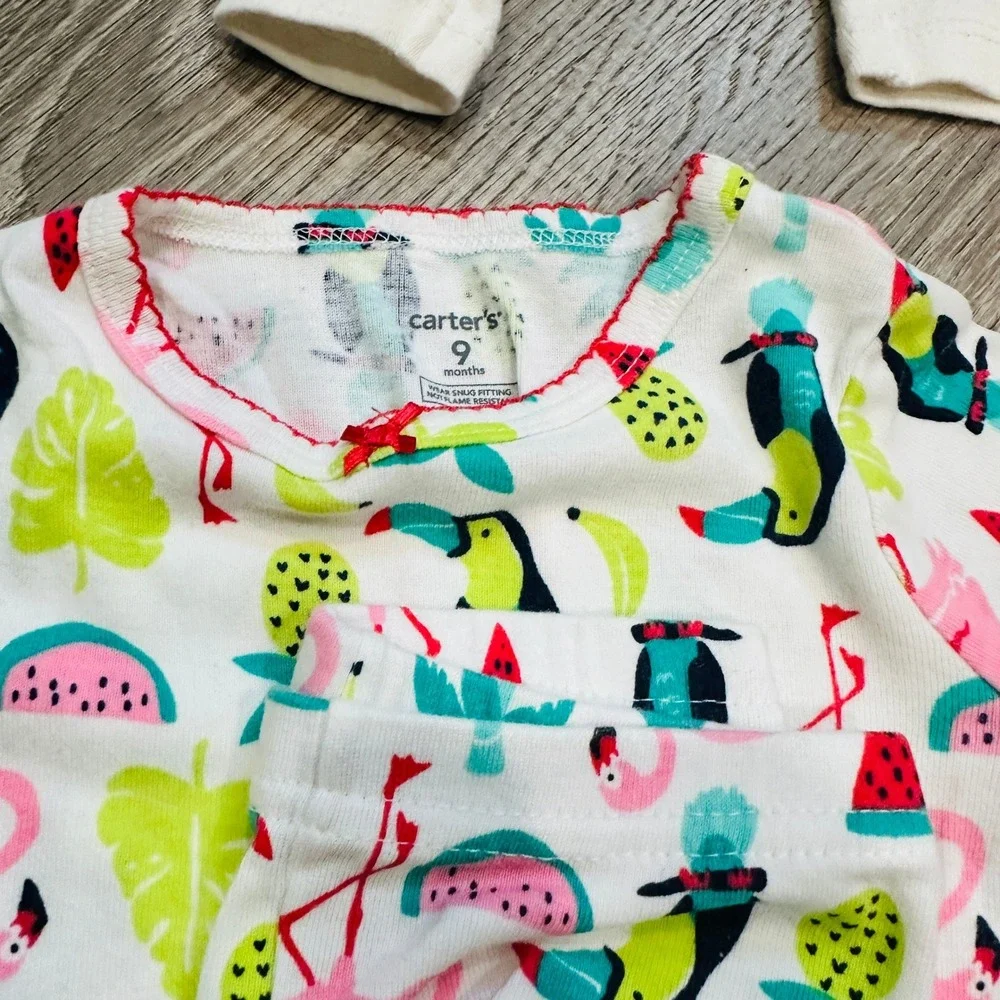 Carters Bundles Baby Girl Clothes Bundle 6-12M Floral Leopard Romper 8pc Lot